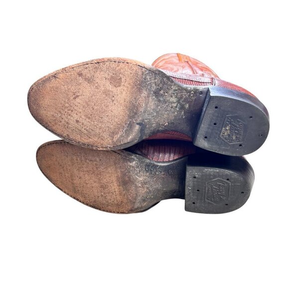 Tony Lama 9 Brown Lizard Leather Boot Western Round Toe - Picture 5 of 7